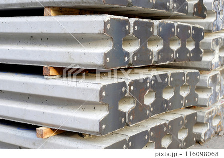 Concrete piles foundation on construction site Concrete piles foundation on construction site 116098068