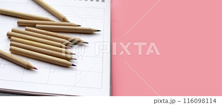 Calendar with pencils. Planning concept Calendar with pencils. Planning concept 116098114