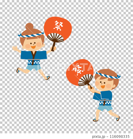 夏季節日，盂蘭盆舞，孩子們穿著快樂衣服的插圖 116098335