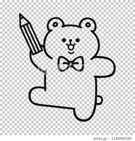 鉛筆を持ったクマ/線画 鉛筆を持ったクマ/線画 116098580