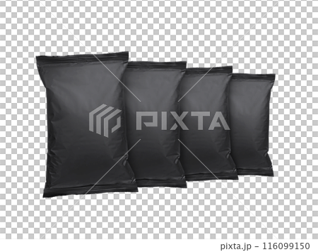 Black foil food package mockup, template for design use, transparent background Black foil food package mockup, template for design use, transparent background 116099150