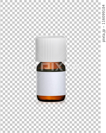 Brown medicine bottle with label. transparent background 116099184