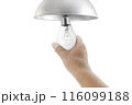 closeup hand changing an electric light bulb, transparent background 116099188