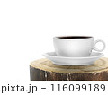 Cup of black coffee on old wood log. transparent background 116099189