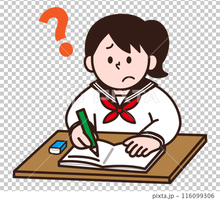 答えが分からないセーラー服姿の女子 答えが分からないセーラー服姿の女子 116099306