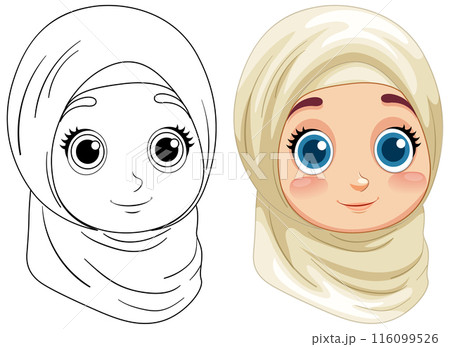 Smiling Girl in Hijab Illustration 116099526