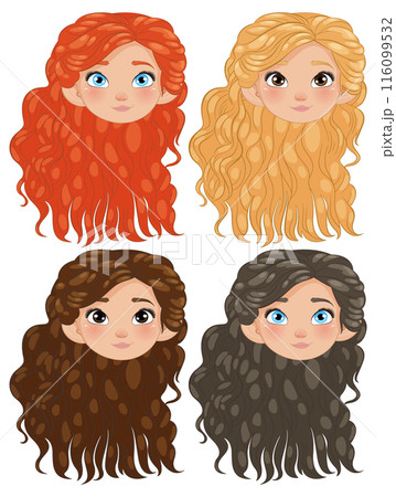 Diverse Cartoon Character Heads Diverse Cartoon Character Heads 116099532