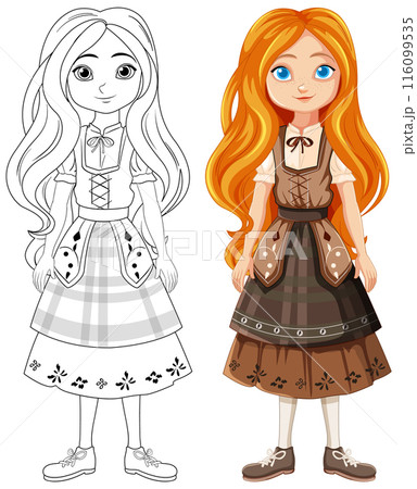 Traditional Girl Character Illustration 116099535