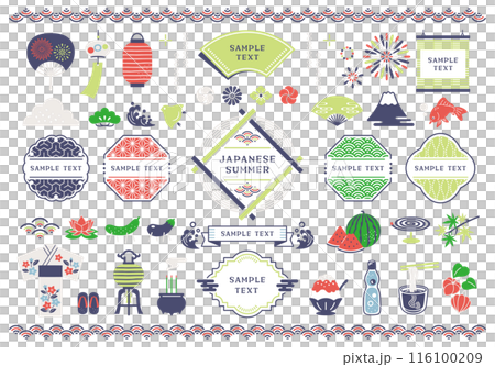 Japanese summer and Japanese style frame illustration set 116100209