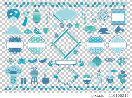 日本夏季和日式框架插圖集 116100212