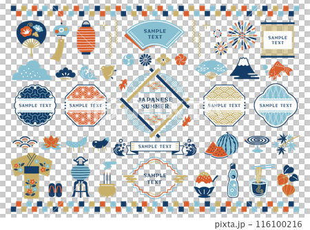 Japanese summer and Japanese style frame illustration set 116100216
