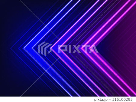 Arrow blue neon light line next digital backgroundのイラスト素材 [116100293 ...