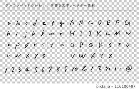 アルファベットのかわいい手書き文字、ベクター素材 アルファベットのかわいい手書き文字、ベクター素材 116100497