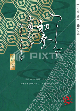 モダンな和風年賀状 巳 モダンな和風年賀状 巳 116100581