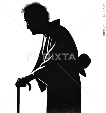 老人　シルエット 116100657