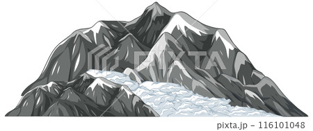 Snow-Capped Mountain Range Illustration 116101048
