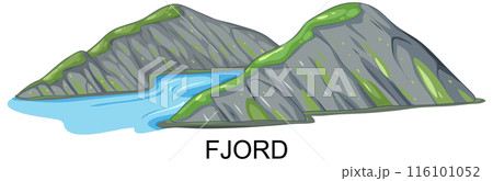 Scenic Fjord Landscape Illustration Scenic Fjord Landscape Illustration 116101052