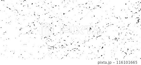 Black gritty grunge texture. Grainy rugged overlay background. Distressed noise surface with dust, particles and specks. Rough speckled texture backdrop of concrete, cement, gravel. Vector 116101665