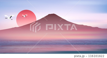 富士山 日の出 年賀状 背景 富士山 日の出 年賀状 背景 116101822
