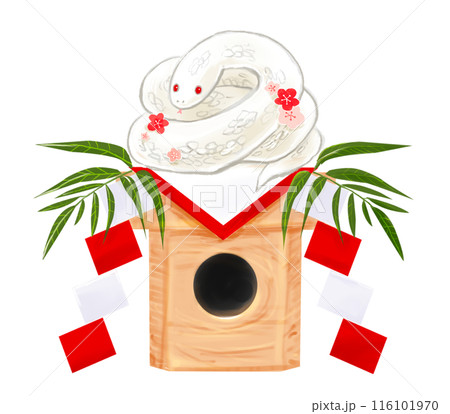 巳年の鏡餅風正月飾り　年賀状素材 116101970