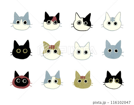 猫のシンプルでかわいい手描きイラスト素材セット 猫のシンプルでかわいい手描きイラスト素材セット 116102047