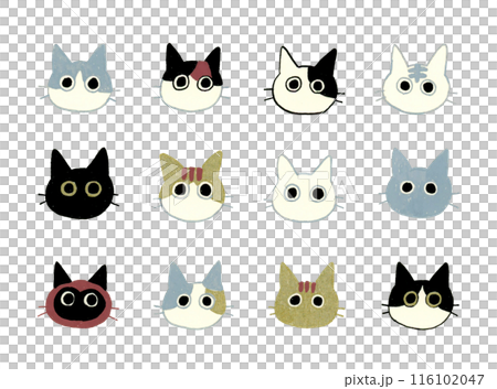 猫のシンプルでかわいい手描きイラスト素材セット 猫のシンプルでかわいい手描きイラスト素材セット 116102047