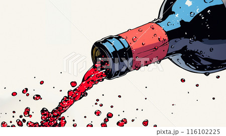 赤ワインをボトルから注いでいる