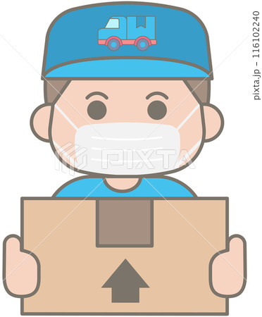 Cute delivery elements in Children Style Cartoon illustration delivery man mask 116102240