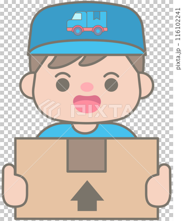 Cute delivery elements in Children Style Cartoon illustration delivery man 116102241