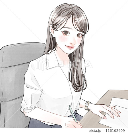 デスクワーク中の女性 116102409
