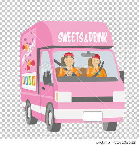 駕駛廚房車的女性插畫 駕駛廚房車的女性插畫 116102612