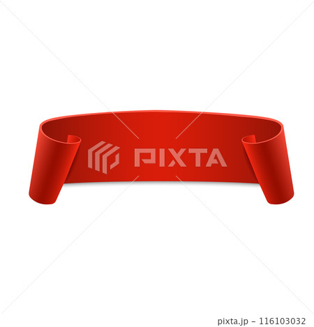 Curled red banner, perfect for promotions. Vector 116103032