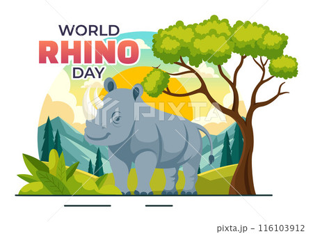 World Rhino Day Vector Illustration on September 22 for Rhinos Lovers and Defenders or Animal Protection Advocates in a Flat Cartoon Background World Rhino Day Vector Illustration on September 22 for Rhinos Lovers and Defenders or Animal Protection Advocates in a Flat Cartoon Background 116103912