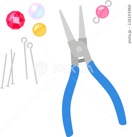 手芸用の丸ヤットコとピンとビーズ 116103960