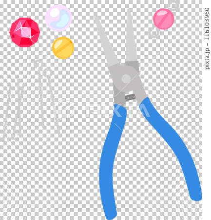手芸用の丸ヤットコとピンとビーズ 116103960