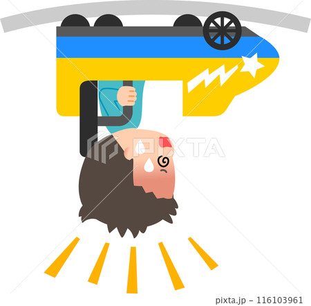 ジェットコースターで逆さまになっている男性 116103961