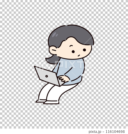 パソコン作業をする人のイラスト 116104698