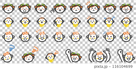 可愛い子供たちの表情集　アイコンセットのストック素材 116104699