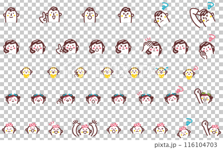 子育て世代のアイコンセットのストック素材 116104703