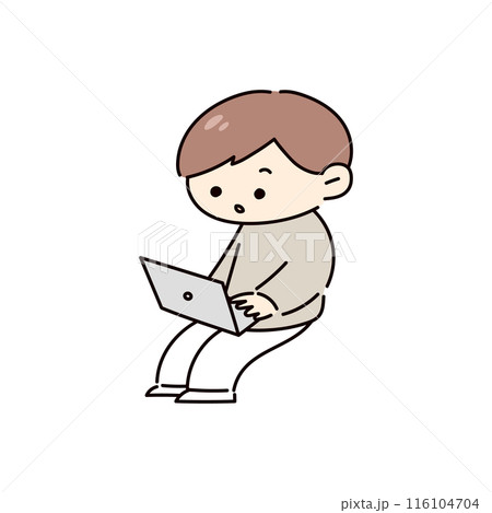 パソコン作業をする人のイラスト 116104704
