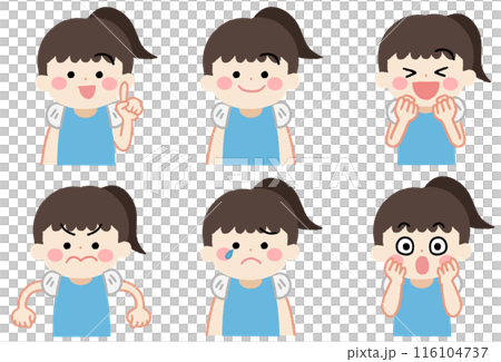 小さな女の子のいろいろな表情のアイコンイラストセット 116104737