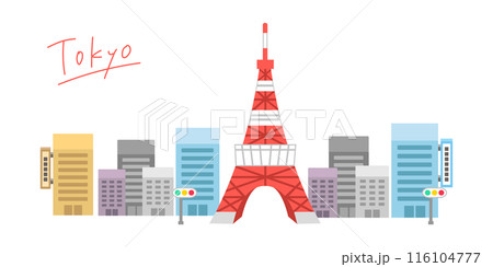 東京タワーとビル群のイラスト素材・日本・東京 116104777