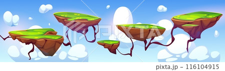 Arcade game level landscape with island platform 116104915
