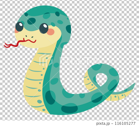 巳年の青緑色の蛇のイラスト 116105277
