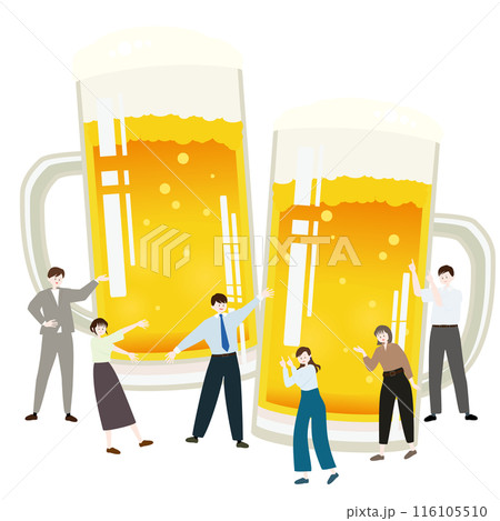 仕事仲間でビールを飲むイメージのベクターイラスト 116105510