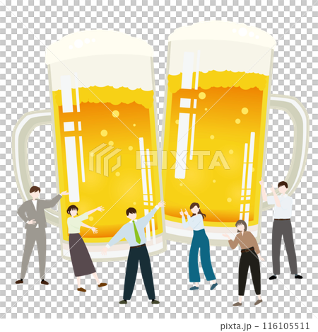 同事喝啤酒圖像的向量圖解 116105511