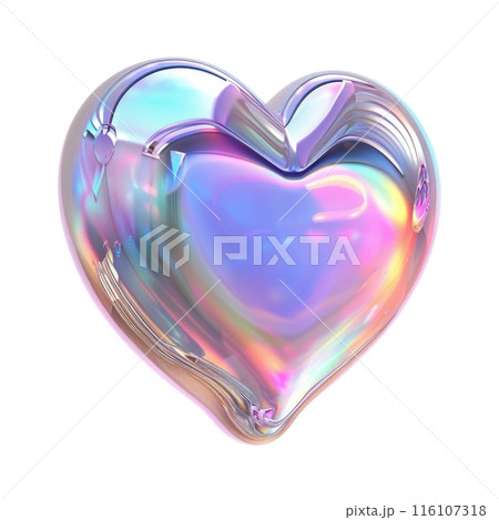 Vibrant Iridescent Heart Shape on White Background 116107318
