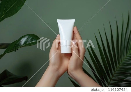 Refreshing Botanical Skincare Routine with Natural Cream Tube 116107424