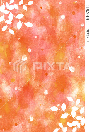 背景素材　水彩　葉　秋 116107610