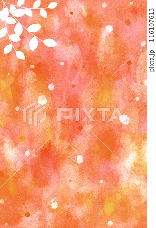 背景素材　水彩　葉　秋 116107613